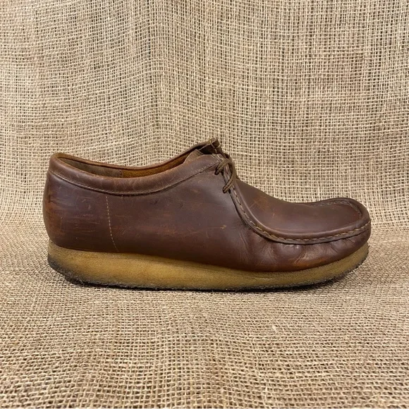 Clarks Wallabies  Originals Brown Leather  Beeswax Chukka Shoes Size 13 M - Picture 6 of 10